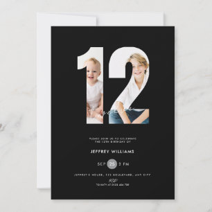 Invitación de cumpleaños número 12 con foto para n
