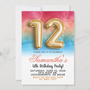 Invitación de cumpleaños número 12 con gradiente
