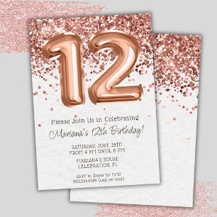 Invitación de cumpleaños número 12 de Rose Gold