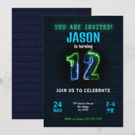 invitación de cumpleaños número 12 para niño
