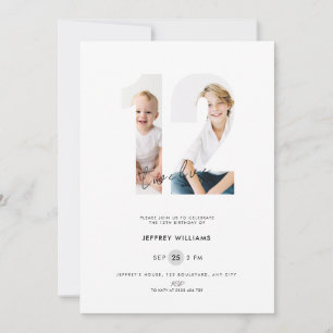 Invitación de cumpleaños número 12 para niños - Bl