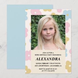 invitación de cumpleaños número 12 Retro Groovy Fl