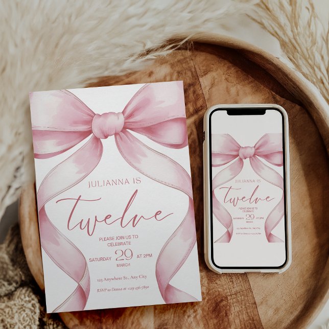 Invitación de cumpleaños número 12 rosa para niña (Subido por el creador)