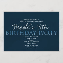 Invitación de cumpleaños número 13 azul 13TH