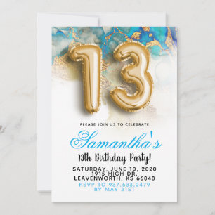 Invitación de cumpleaños número 13 con gradiente
