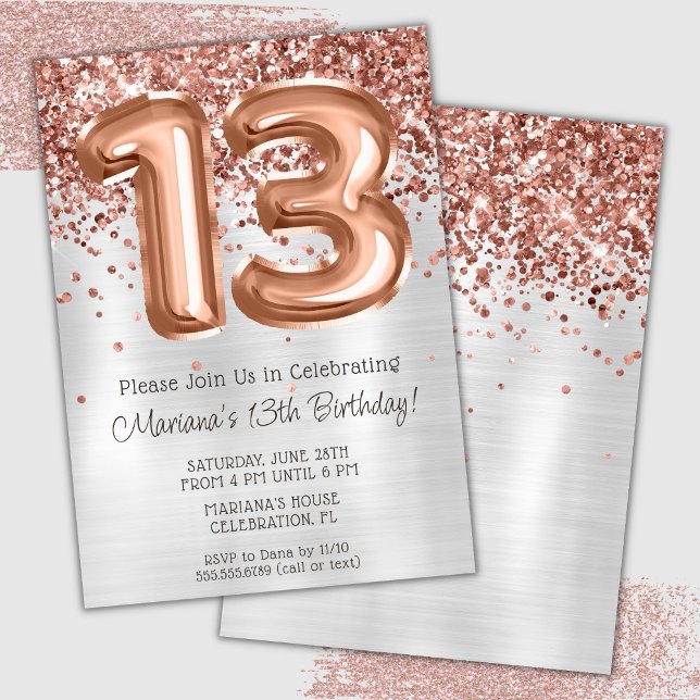 Invitación de cumpleaños número 13 de Rose Gold Si (Subido por el creador)