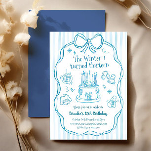 Invitación de cumpleaños número 13 en invierno