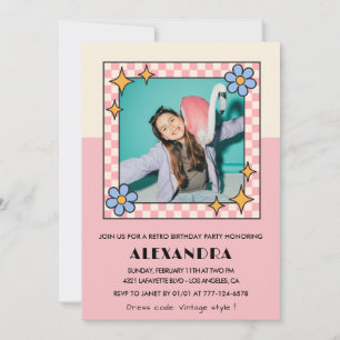 invitación de cumpleaños número 13 Retro Groovy Fl