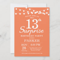 Invitación de cumpleaños número 13 sorpresa Coral