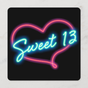 Invitación de cumpleaños número 13 SWEET con coraz