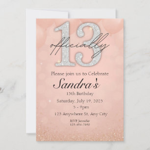 Invitación de cumpleaños número 13, tarjeta de fie