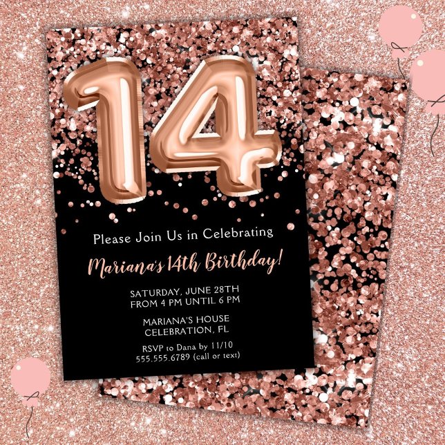 Invitación de cumpleaños número 14 con rosa negra  (Subido por el creador)