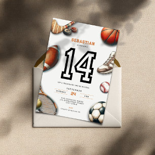 Invitación de cumpleaños número 14 de All Star Spo
