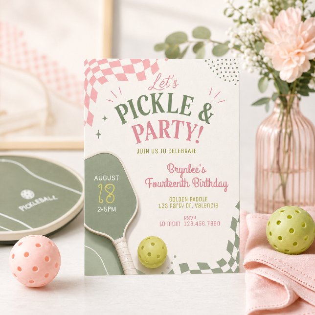 Invitación de cumpleaños número 14 de Pickleball | (Subido por el creador)