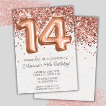 Invitación de cumpleaños número 14 de Rose Gold