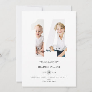 Invitación de cumpleaños número 14 personalizada e