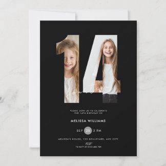 Invitación de cumpleaños número 14 personalizada e