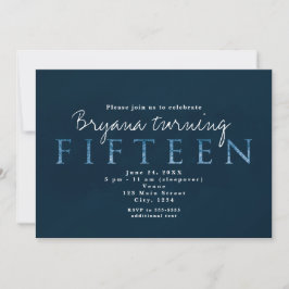 Invitación de cumpleaños número 15 azul quince 15