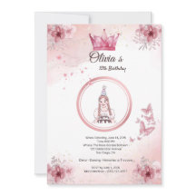 Invitación de cumpleaños número 15 con corona flor