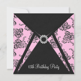 Invitación de cumpleaños número 15 con tema Damask