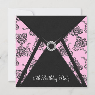 Invitación de cumpleaños número 15 con tema Damask
