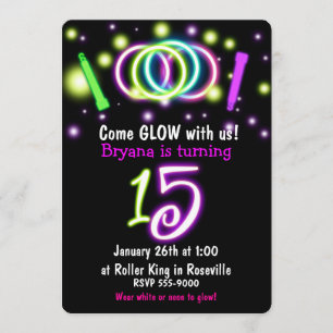 Invitación de cumpleaños número 15 de GLOW Lights 