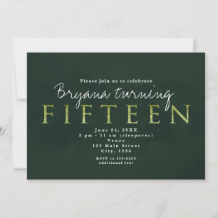 Invitación de cumpleaños número 15 de Green Fiftee