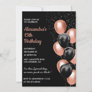 Invitación de cumpleaños número 15 de oro rosa Glo