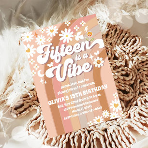 Invitación de cumpleaños número 15 de Retro Daisy