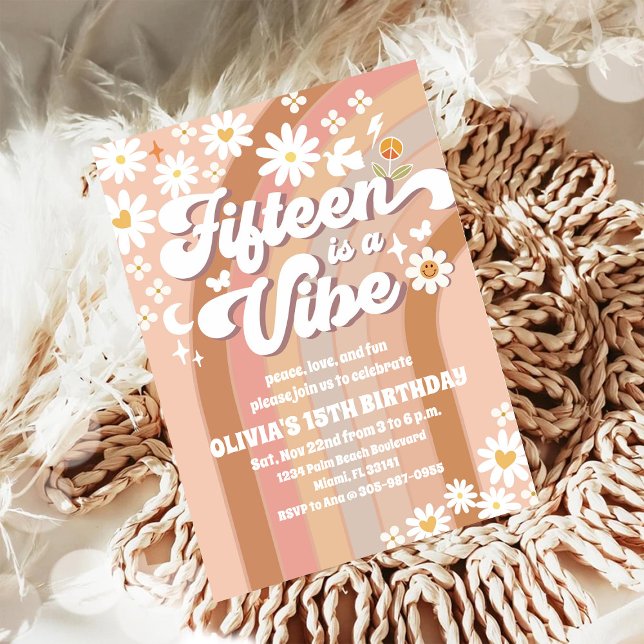 Invitación de cumpleaños número 15 de Retro Daisy (Subido por el creador)