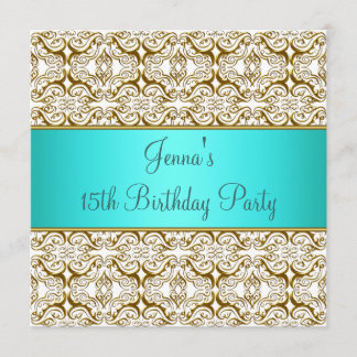Invitación de cumpleaños número 15 en azul turques