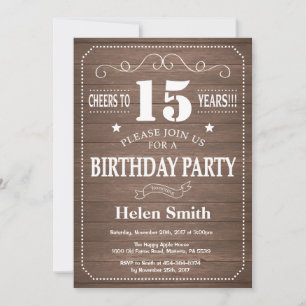 Invitación de cumpleaños número 15 rústica
