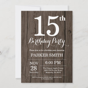 Invitación de cumpleaños número 15 rústica