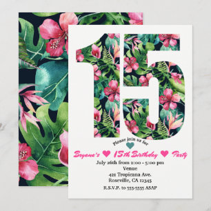 Invitación de cumpleaños número 15 Tropical Sweet 