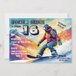 Invitación de cumpleaños número 16 a Snowboard