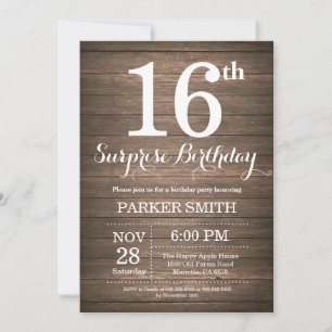 Invitación de cumpleaños número 16 a una sorpresa 