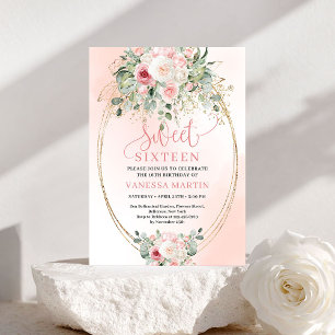 Invitación de cumpleaños número 16 Chic Gold Blush
