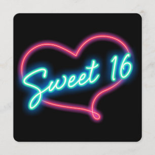 Invitación de cumpleaños número 16 con corazón de 