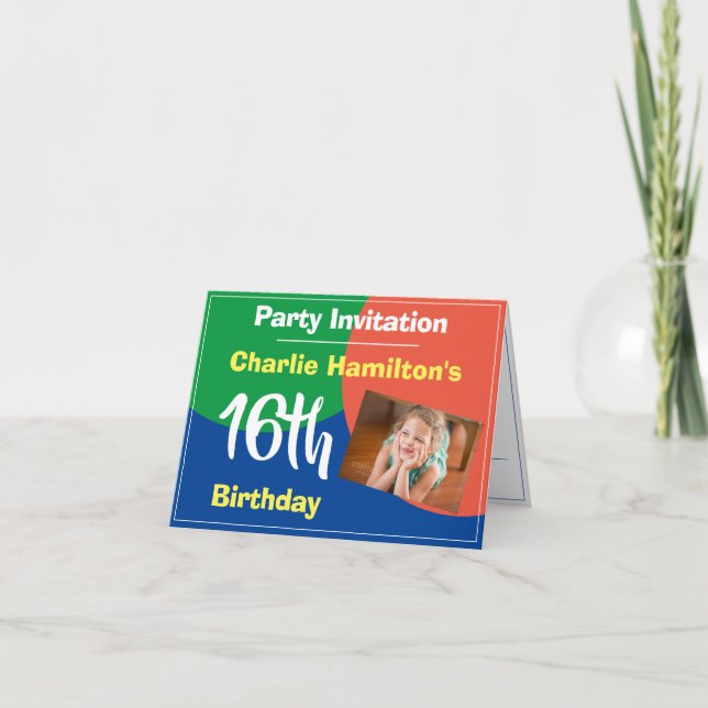 Invitación de cumpleaños número 16 con foto (Anverso)