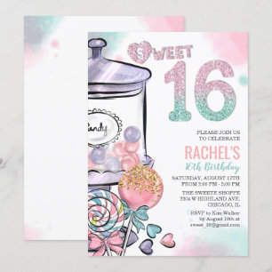 Invitación de cumpleaños número 16 con tema de dul