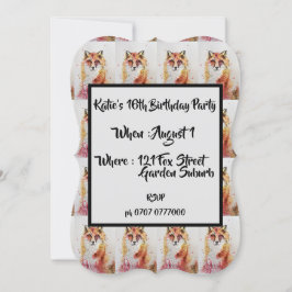 Invitación de cumpleaños número 16 con zorro rojo 