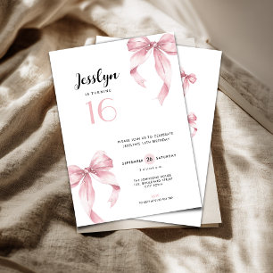 Invitación de cumpleaños número 16 coqueta con laz