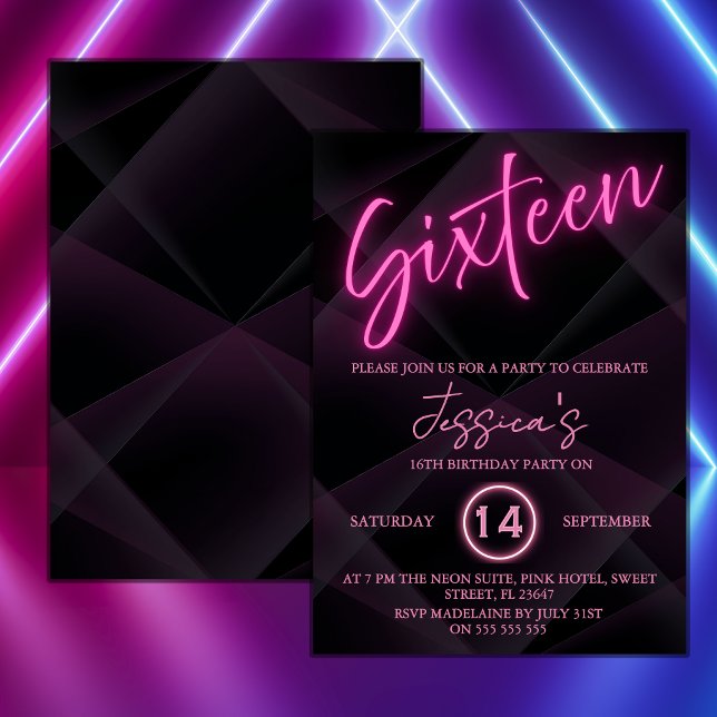 Invitación de cumpleaños número 16 de color rosa n (Subido por el creador)