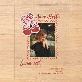 Invitación de cumpleaños número 16 de niñas Cherry