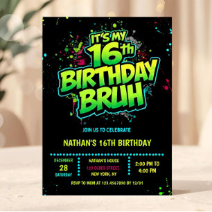 Invitación de cumpleaños número 16 de niño al esti