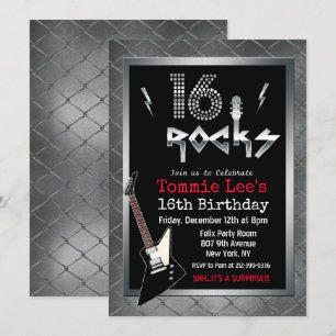 Invitación de cumpleaños número 16 de Rockstar Gui