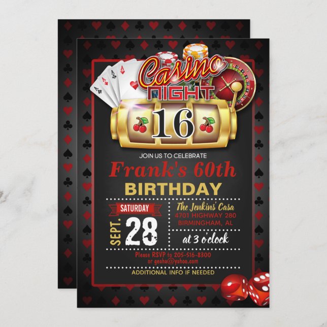Invitación de cumpleaños número 16 del Casino (Anverso / Reverso)