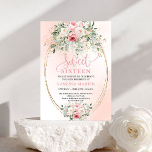 Invitación de cumpleaños número 16 floral Garden B
