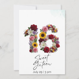 Invitación de cumpleaños número 16 floral Sweet Si