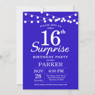 Invitación de cumpleaños número 16 sorpresa azul r